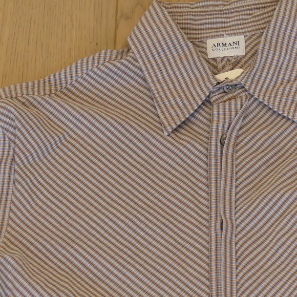 Armani Collezioni Vintage Checkered Small Button Down Dress Shirt - Picture 3 of 6